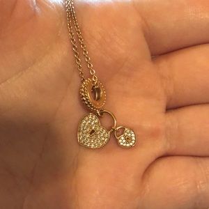 Rose gold double heart pandora charm